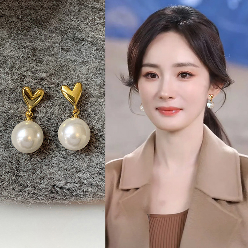爱心珍珠款耳环女新款