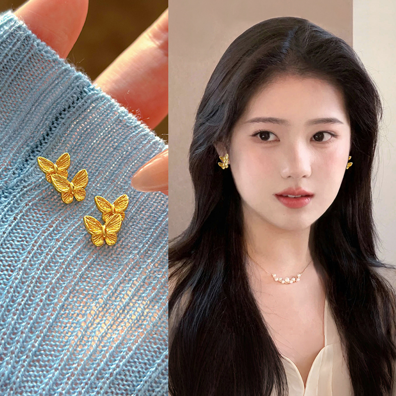 金色蝴蝶耳钉女新款爆款