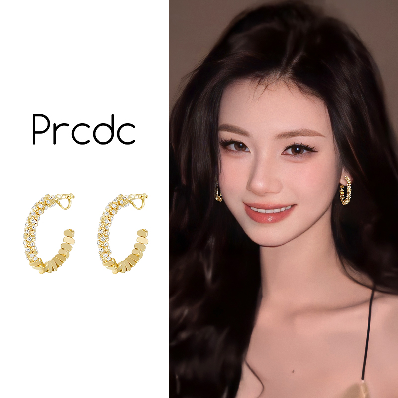 金色碎银子圈圈耳夹无耳洞