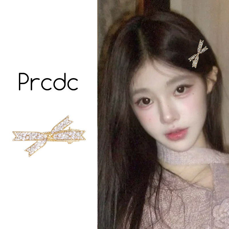 珍珠款蝴蝶结发夹女新款