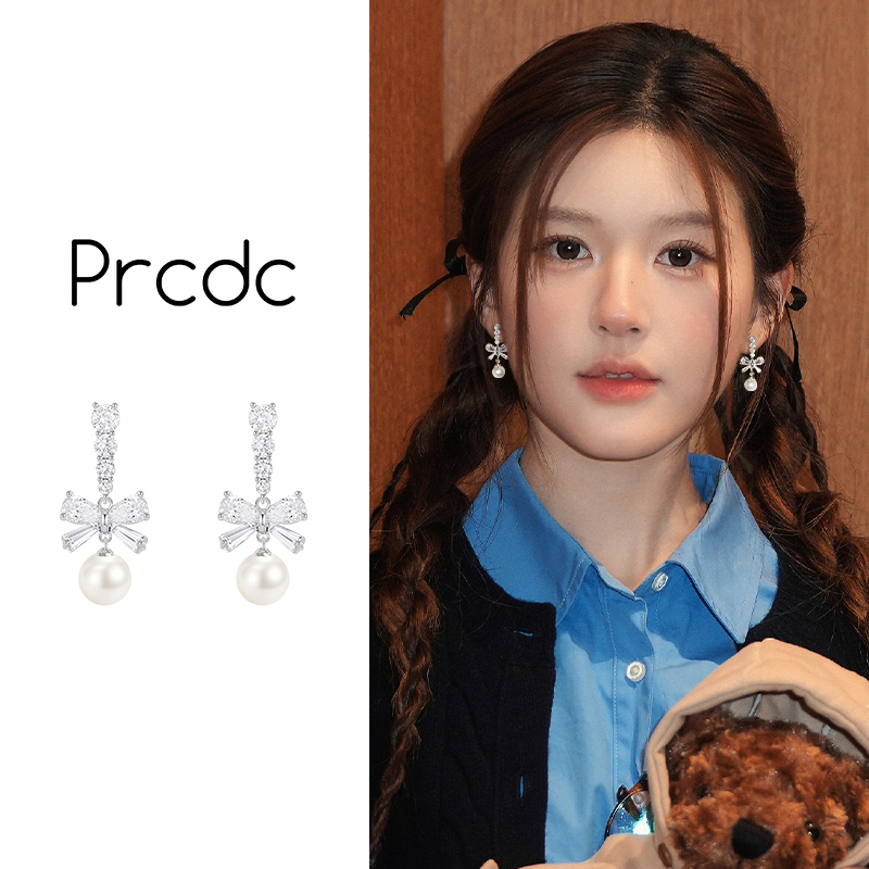 银色蝴蝶结螺旋耳夹女