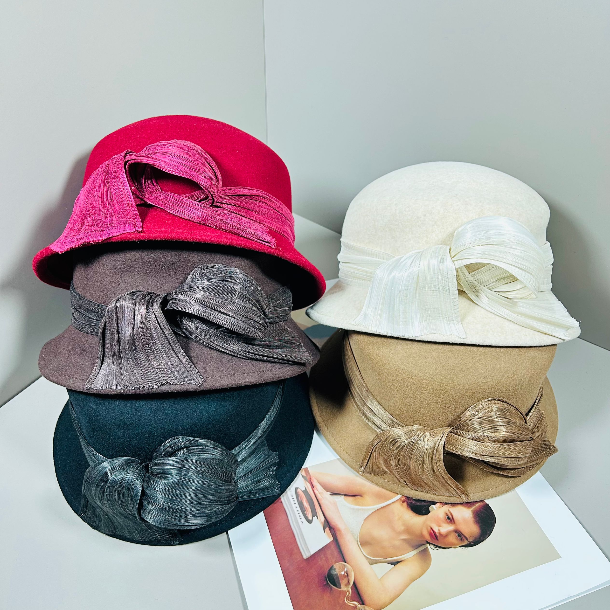 秋冬法式名媛风真丝麻渔夫帽女