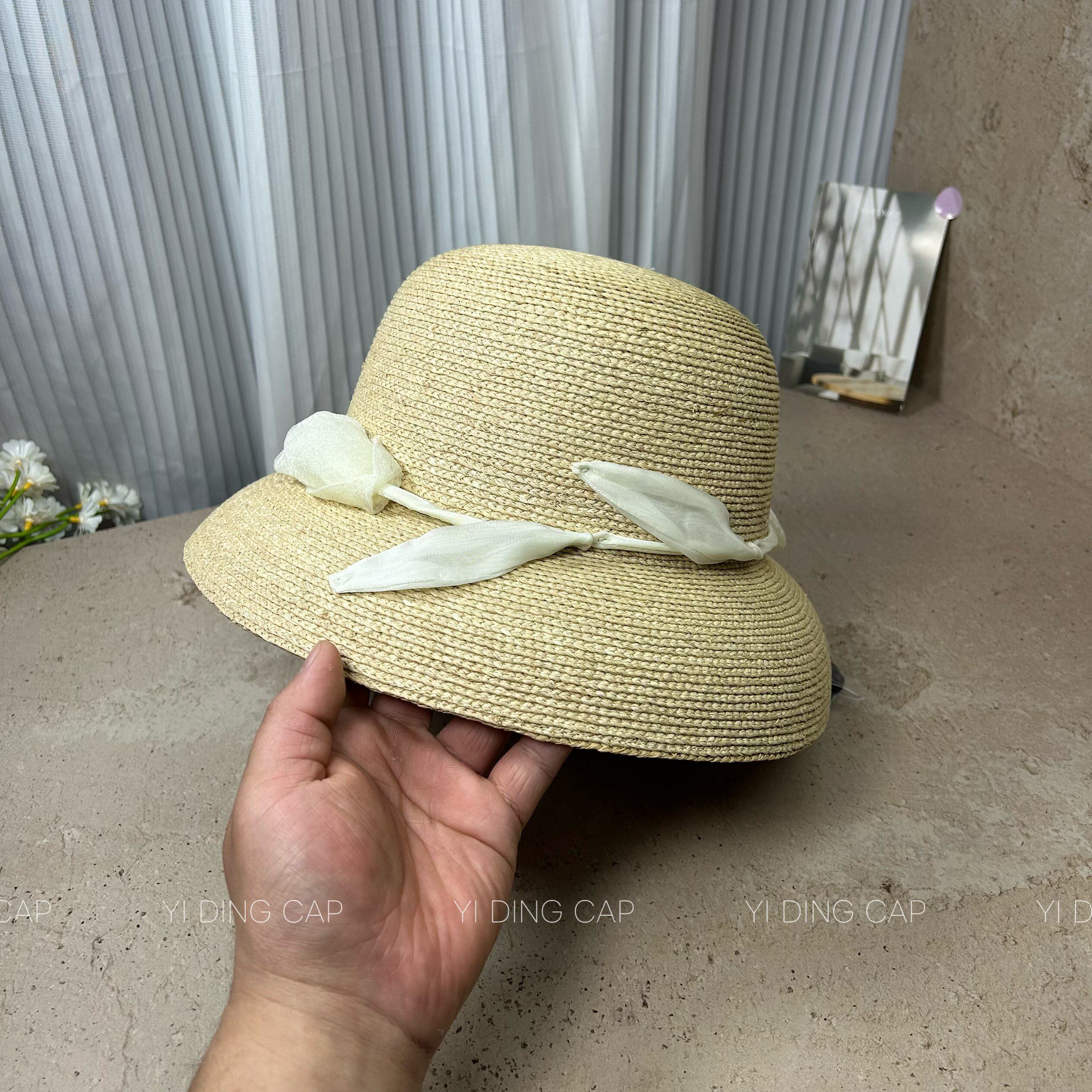 0.5cm拉菲草郁金香防晒渔夫帽女