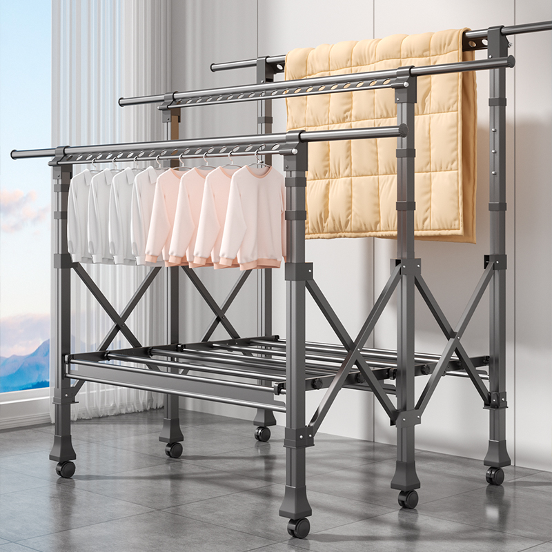 室内外折叠式晾衣架家用凉衣杆阳台卧室落地晒被子神器升降晒衣架