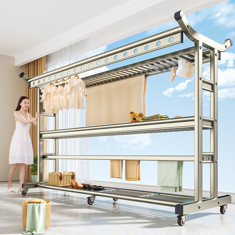 铝合金大型晾衣架落地家用室内阳台晒被子架户外防风别墅庭院晾晒