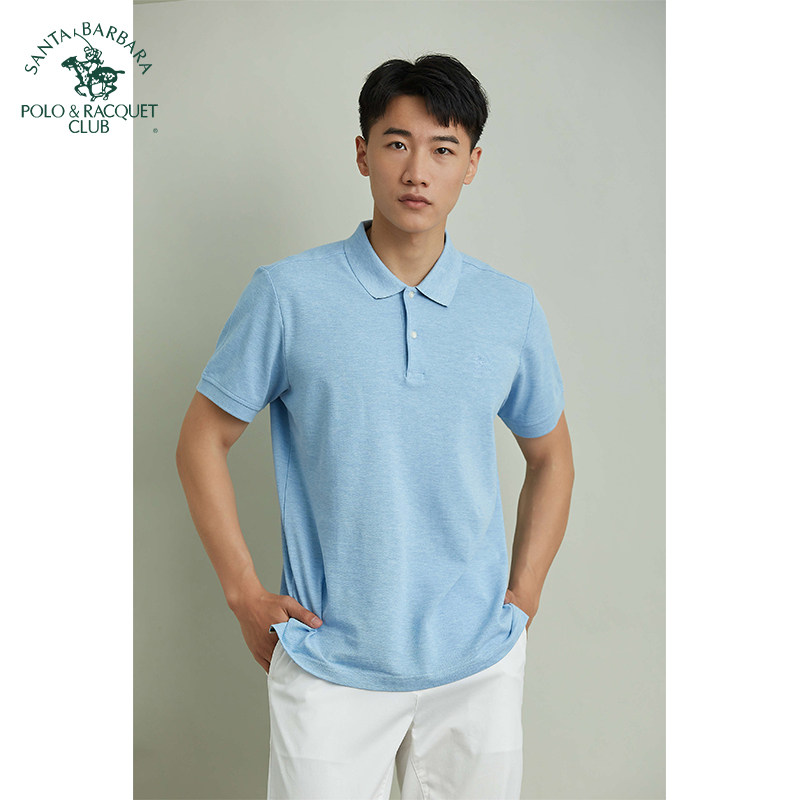 圣大保罗100%纯棉纯色polo衫男装款中年商务休闲翻领宽松短袖t恤