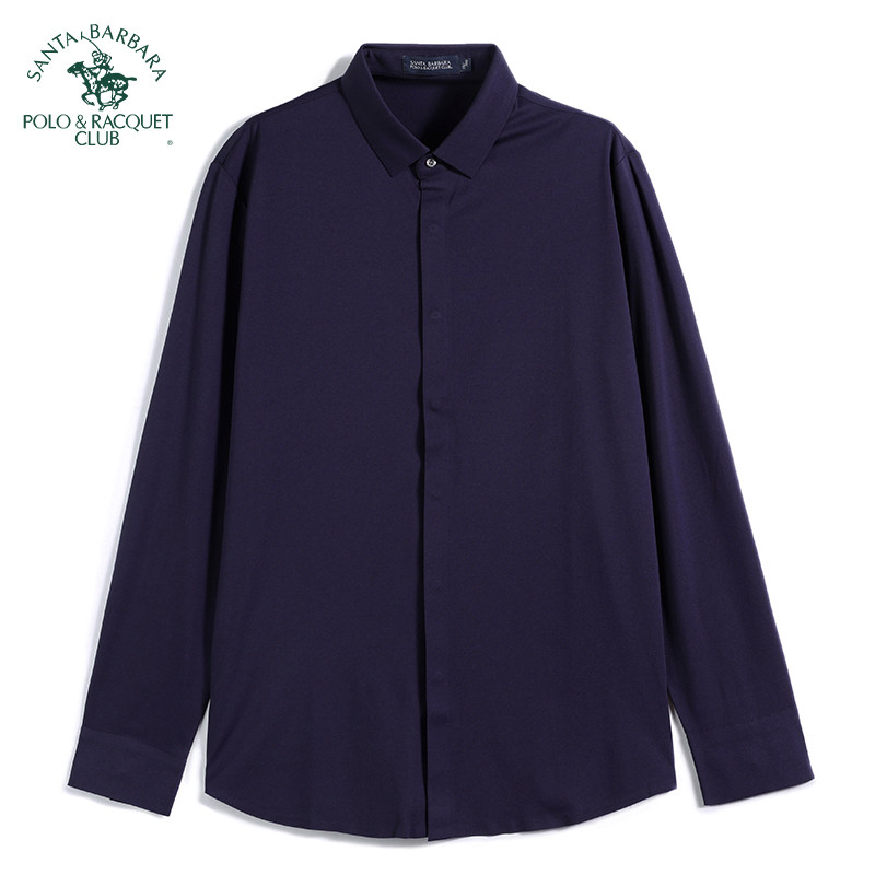 圣大保罗商务休闲秋冬季男士厚衬衫简约百搭纯色长袖衬衣男款