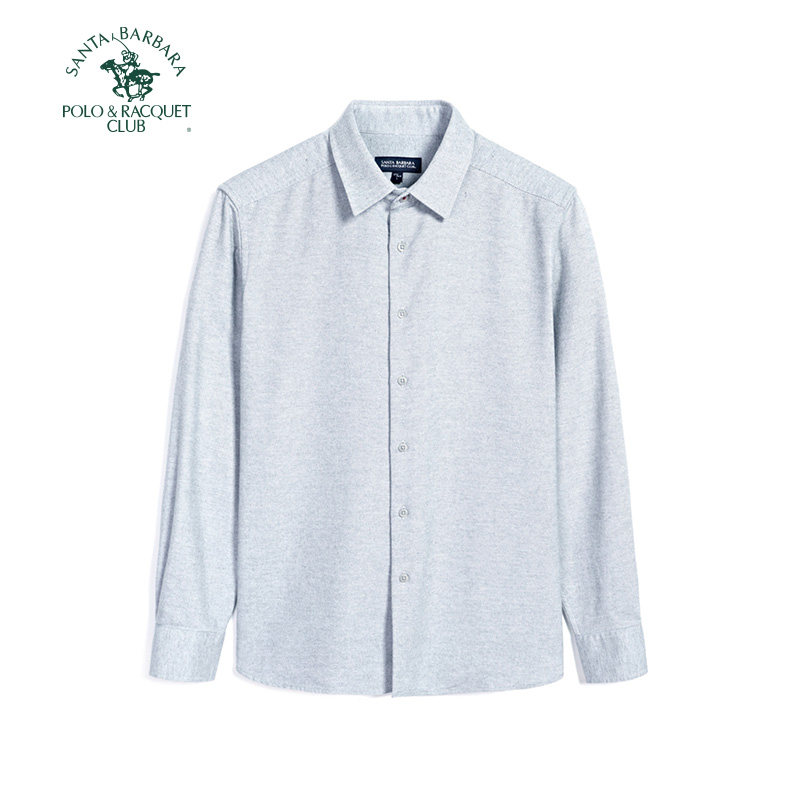 圣大保罗春秋冬季新款男士长袖棉衬衫商务休闲厚衬衣薄外套纯色男