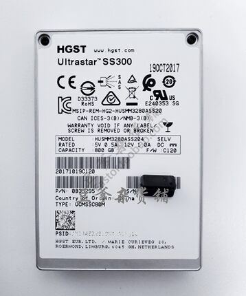 HGST 日立 SS300 系列 双12Gb SAS SSD固态硬盘 400G 全新未拆封