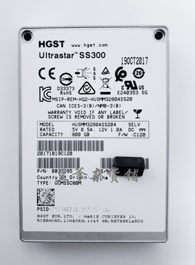 HGST/WD 日立新款 800G SAS 12Gb SSD固态硬盘 10DWPD HUSMM3280