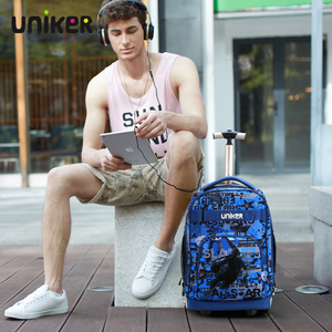 uniker中学生拉杆书包女双肩旅行背包欧美行李包休闲小学生书包