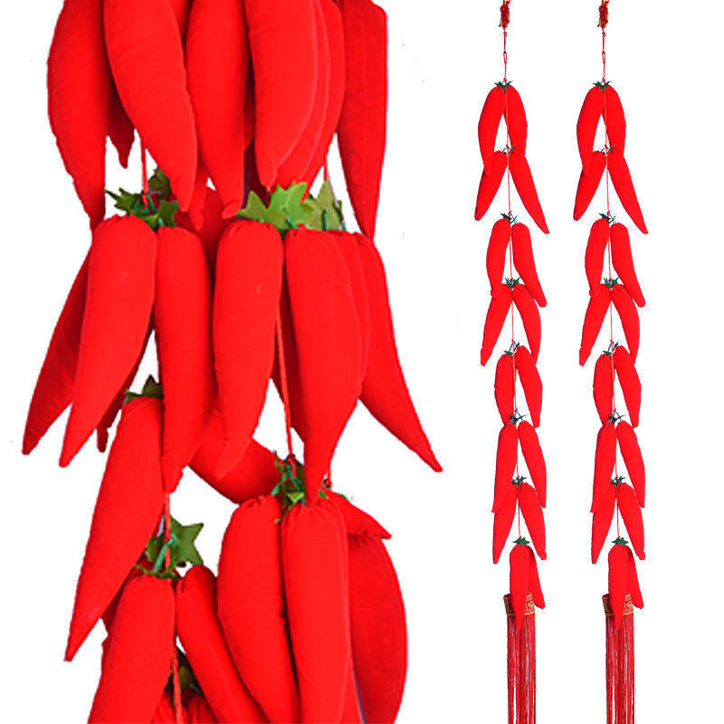红辣椒串挂件新年装饰品大串 灯笼福袋串挂饰客厅春节新年装饰用