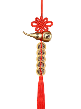 五帝钱铜葫芦挂件门对门真品铜钱