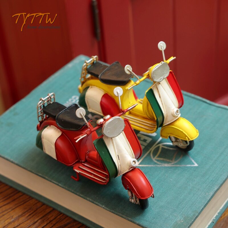 摩托车模型摆件铁艺金属老式复古怀旧拍摄道具礼物