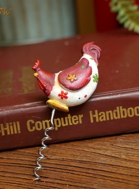 美式乡村复古怀旧树脂公鸡花插