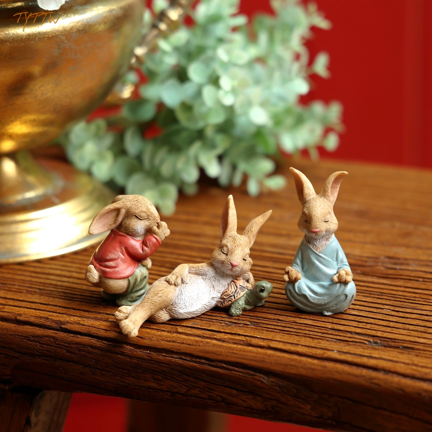 可爱卡通小兔子户外可爱动物多肉花盆装饰树脂工艺品阳台布置