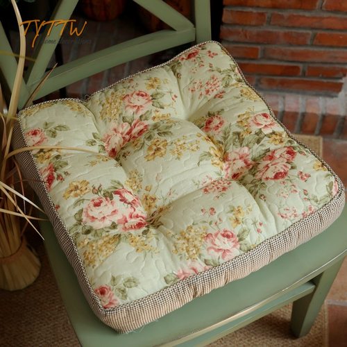 棉美式乡村玫瑰花纹温馨系列椅垫