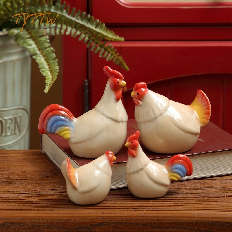 美式乡村陶瓷情侣彩尾鸡室内阳台家居隔板店面橱窗装饰品橱柜摆件,家居饰品,桌面摆件,淘宝优惠券,粉丝福利购,淘宝优惠卷