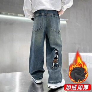 中大童秋冬季 童装 宽松休闲裤 男孩儿童秋装 男童裤 牛仔裤 子2025新款