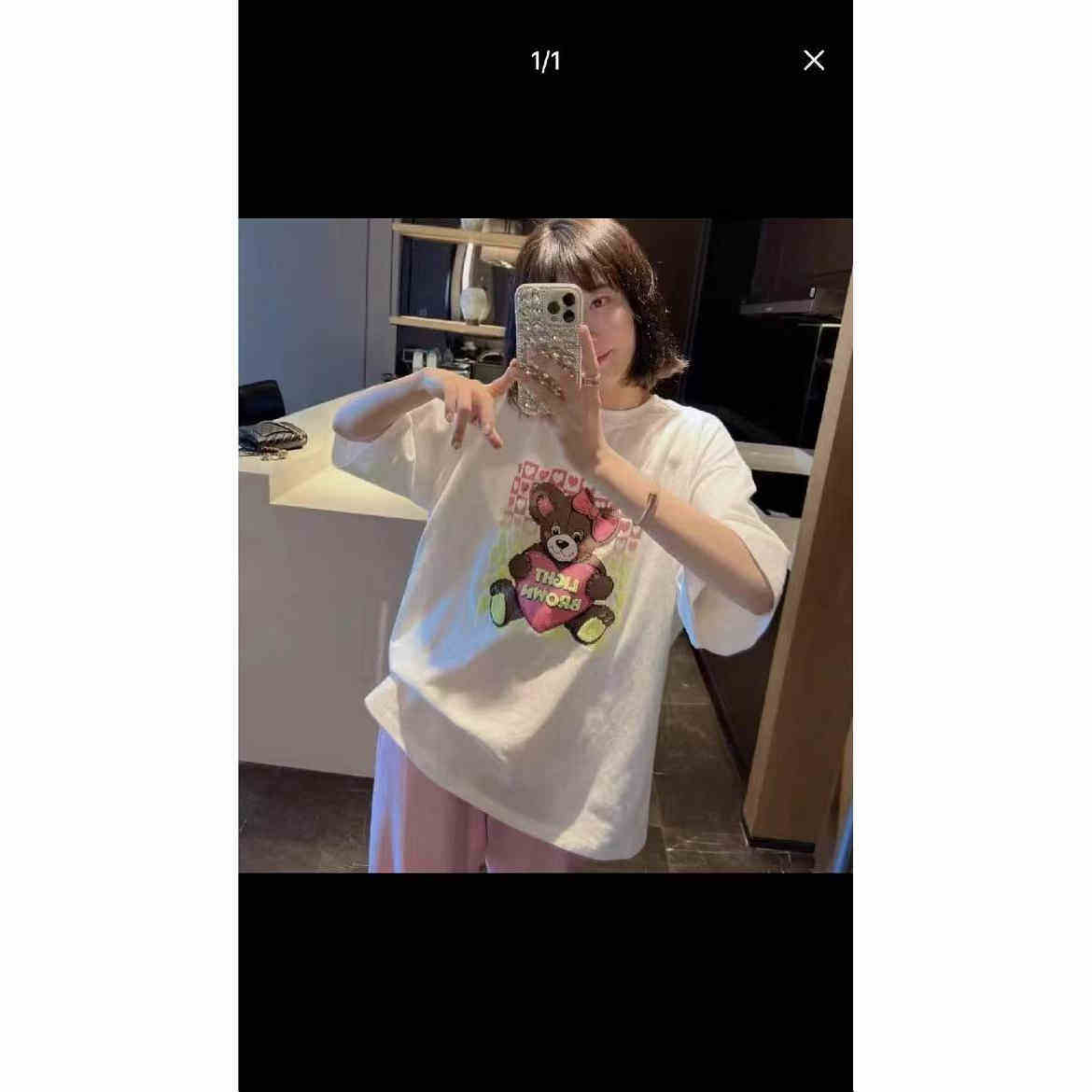 DU家现货韩国东大门MissJin  卡通磨毛宽松大码短袖T恤打底衫女