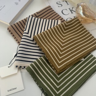 条纹丝巾 经典 春夏新款 北欧小众TOTEME招牌加厚真丝小方巾
