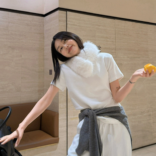 HUMSMR T恤C1106 冬上新圆领磨毛极简纯色短袖