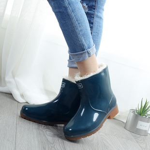 回力秋冬雨鞋女加棉加绒雨靴防滑防水牛筋底中筒水靴保暖胶鞋水鞋