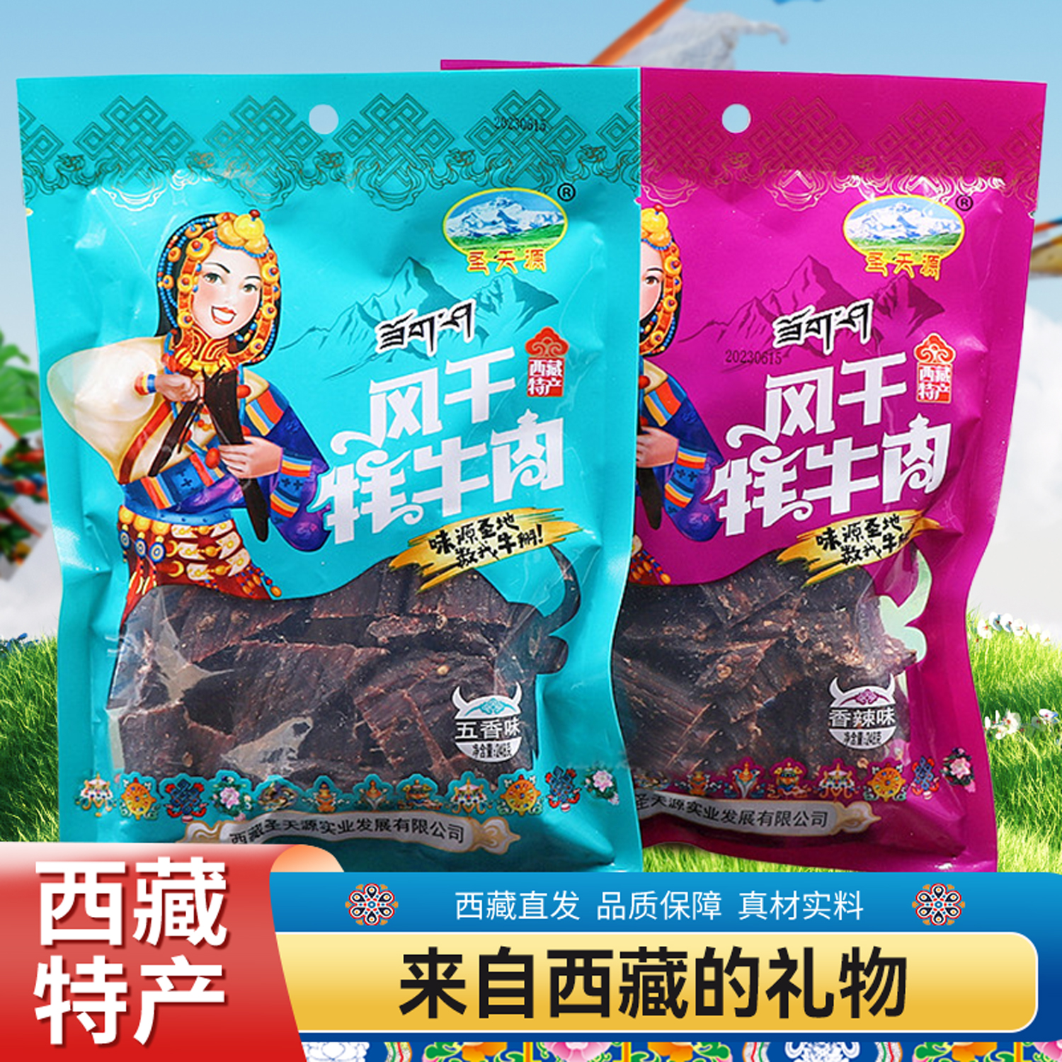 西藏特产圣天源风干牦牛肉干高原特色耗牛肉开袋即食248克包邮