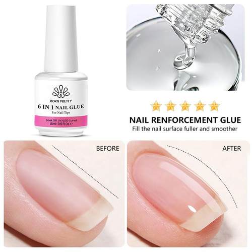 15ML 6 IN 1 Nail Glue Gel for Acrylic Nails Soak off Base