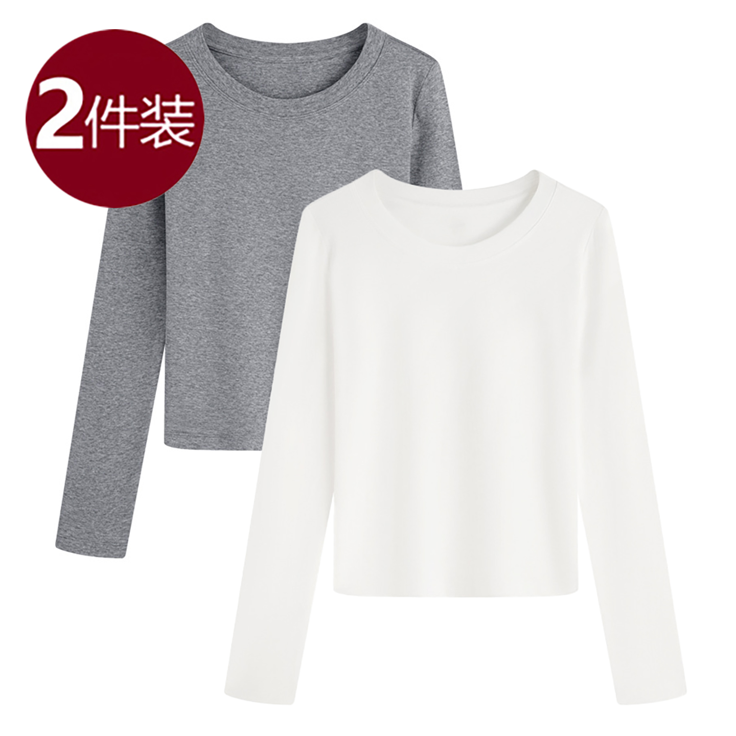 日单良品圆领长袖T恤女士修身