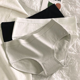 5条装纯棉内裤女士中腰100裆抑菌全棉少女18岁高中亲肤黑白三角裤