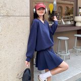 高腰百褶短裙套头卫衣套装韩系穿搭6029P140K208，女装套装/套裙，维壹