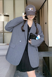 今年流行韩系灰色西装外套女春秋2025新款设计感小众休闲宽松西服，女装西装，2C166