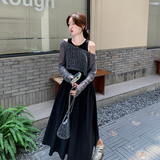 法式气质赫本风背心长裙女2025春秋季新款显瘦针织罩衫，女装连衣裙，维壹