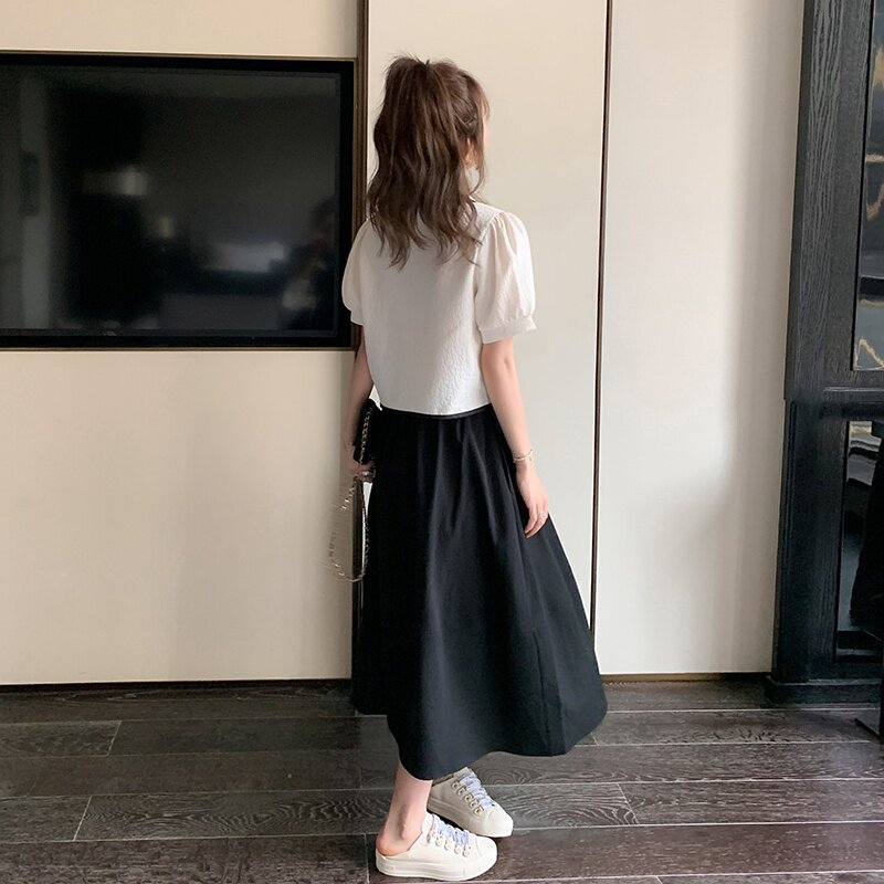 【现货]夏季新中式风盘扣上衣a字半身裙两件套3003P140控198,女装套装/套裙,维壹