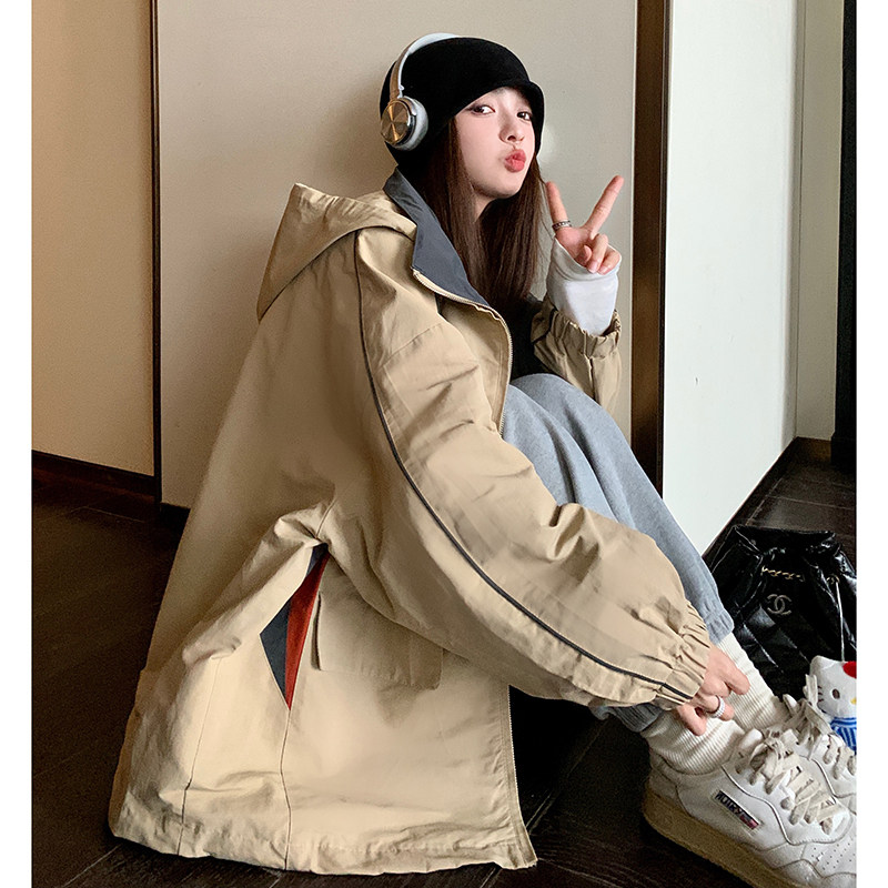 【现货】2024春装新款拼接撞色连帽短款外套3055P145K198,女装短外套,维壹