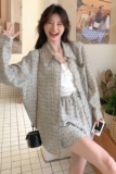复古港风新中式欧美风时尚套装短裤网红嬉皮部落风蕾丝春秋长袖，女装套装/套裙，2C166
