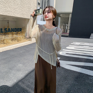 法式度假风显瘦连衣裙套装女2025春秋季新款针织罩衫吊带裙两件套图片
