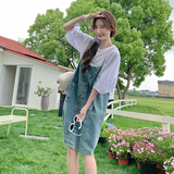 ！新中式牛仔背带裙套装连衣裙显瘦T恤两件套5061P130K188，女装连衣裙，维壹