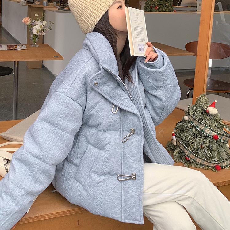 超好看灰色短款羽绒服女冬2024新款小众设计感90白鸭绒宽松厚外套,女装羽绒服,维壹