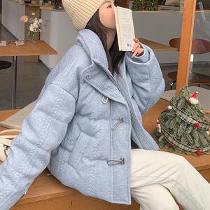 超好看灰色短款羽绒服女冬2024新款小众设计感90白鸭绒宽松厚外套图片