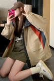 【现货】2024春装新款拼接撞色连帽短款外套3055P145K198，女装短外套，维壹