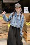 【现货】牛仔外套+黑色背心裙3029-外套P115K168裙子P105K158，女装短外套，2C166