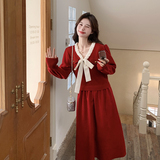 【现货】法式复古蝴蝶结连衣裙2024新款5002P120控178，女装连衣裙，维壹