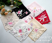 江南名绣100%真丝素绉缎电脑绣花手帕环保手绢月牙边外事馈赠礼品