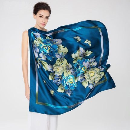 高端品质围巾重磅真丝手绘丝巾110纯桑蚕丝蚕丝特大方巾富贵牡丹,服饰配件/皮带/帽子/围巾,围巾/丝巾/披肩,淘宝优惠券,粉丝福利购,淘宝优惠卷