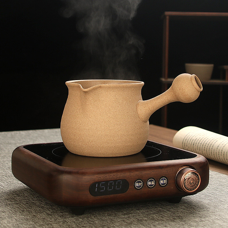 高档煮茶电陶炉胡桃木陶壶罐罐烤奶壶泡茶迷你小型煮茶器粗陶家用