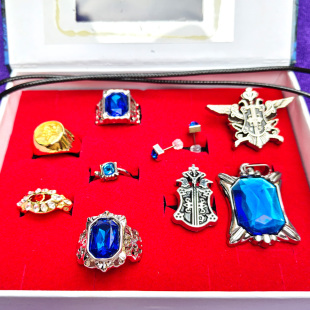 动漫周边黑执事戒指项链胸针徽章耳钉9款 赛巴斯夏尔管家 套装