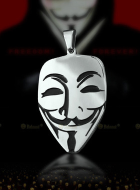 正义Vendetta V字仇杀队笑脸面具盖伊·福克斯项链吊坠 免费刻字