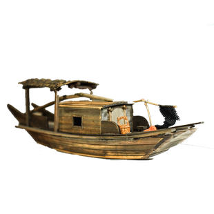 宜栖 乌篷船模型中国风江南水乡木船仿古绍兴水乡船小渔船 帆船